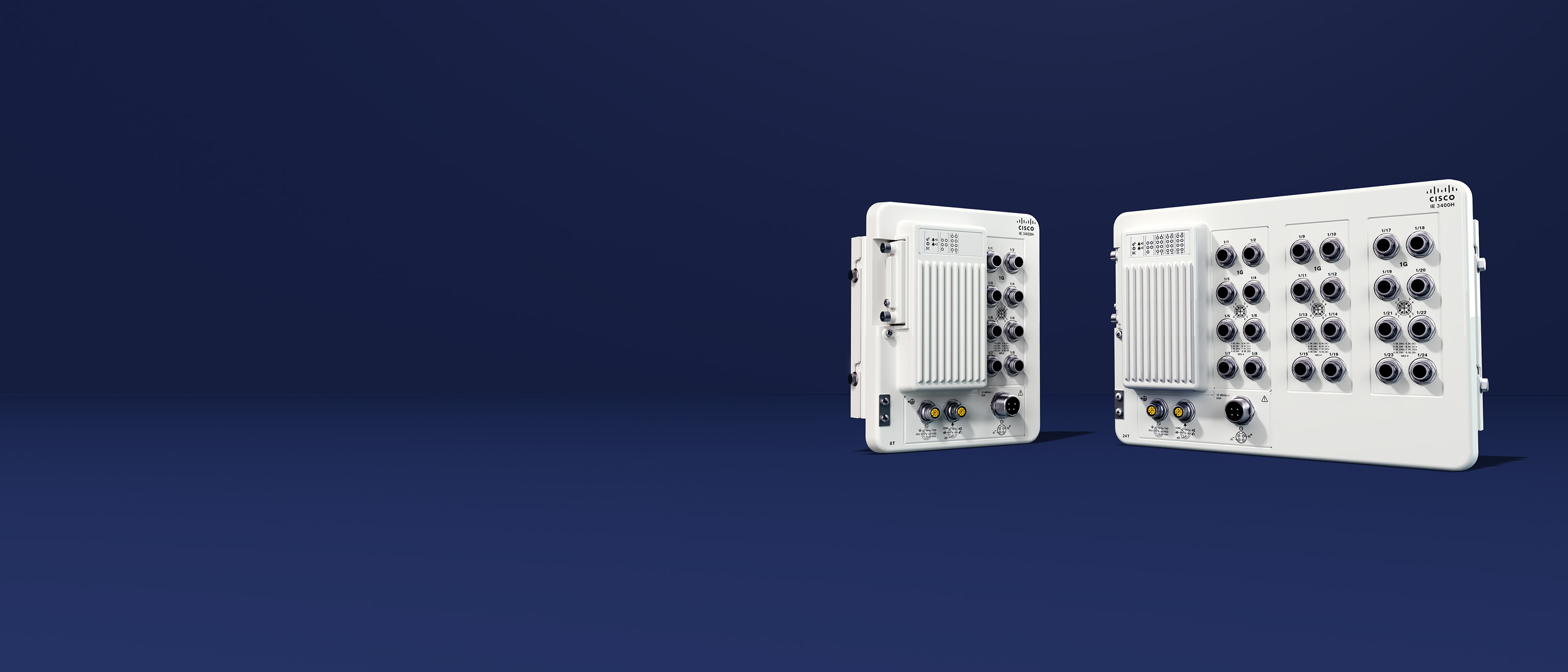 Catalyst IE3400 Heavy Duty Series switches in 8-port and 24-port variations