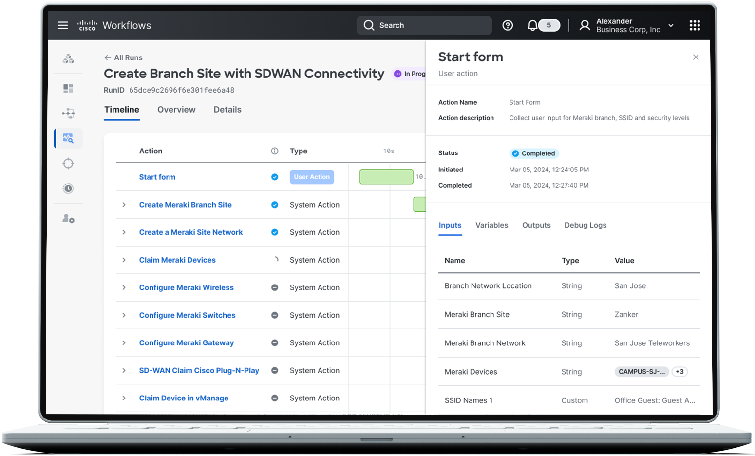 Interface de conception Cisco Workflows