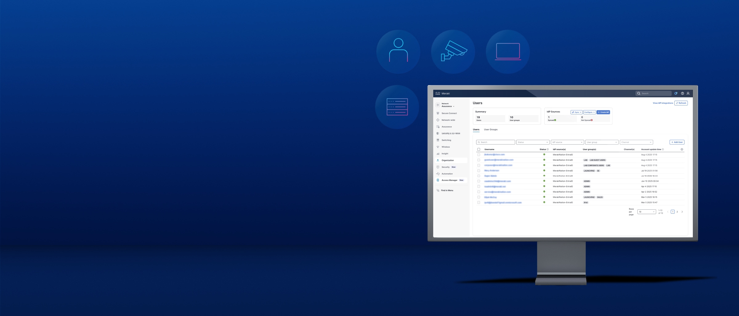 Cisco Access Manager identity-based network security dashboard