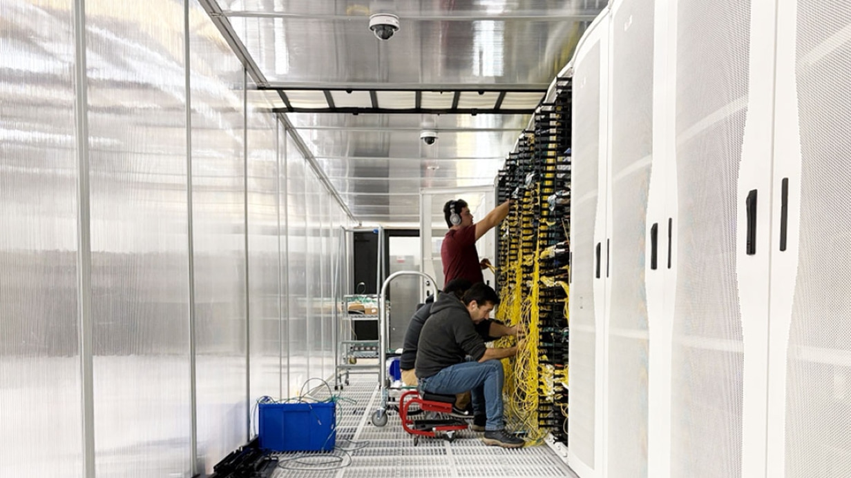 Engineer working in Cisco data center